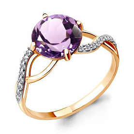 Кольцо Аквамарин - Золото 375, Аметист, Фианит (арт. 6547204А.8)