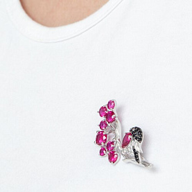 Брошь SOKOLOV - Серебро 925, Синтетический рубин, Фианит (арт. 94040139)