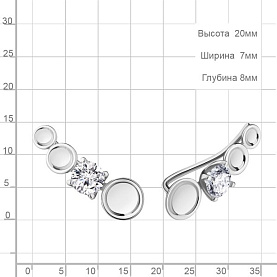 Серьги Аквамарин - Серебро 925, Фианит (арт. 49110А.5)