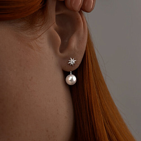 Серьги SOKOLOV - Серебро 925, Жемчуг имитация, Фианит (арт. 94025832)