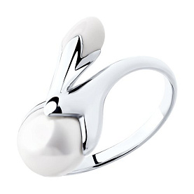 Кольцо SOKOLOV - Серебро 925, Жемчуг имитация, Эмаль (арт. 94012435)