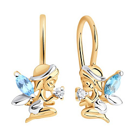 Серьги SOKOLOV - Золото 585, Топаз, Фианит (арт. 727381)