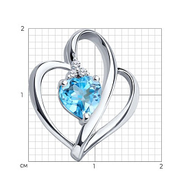 Подвеска SOKOLOV - Серебро 925, Топаз, Фианит (арт. 92030001)