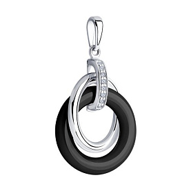 Подвеска SOKOLOV - Серебро 925, Керамика, Фианит (арт. 94032895)