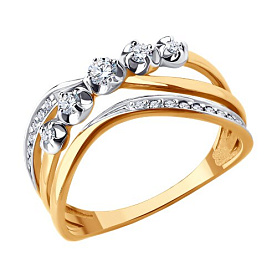 Кольцо SOKOLOV - Золото 585, Фианит (арт. 019545)