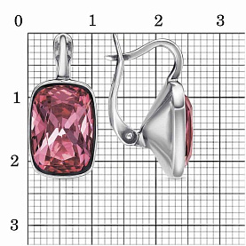 Серьги Красная пресня - Серебро 925, Стекло (арт. 33612870-12)