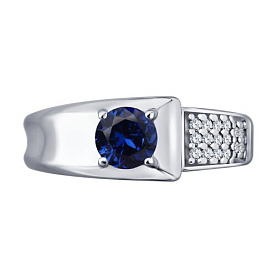 Кольцо SOKOLOV - Серебро 925, Синтетический сапфир , Фианит (арт. 88010080)