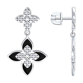 Серьги SOKOLOV - Серебро 925, Фианит, Эмаль (арт. 94027262)