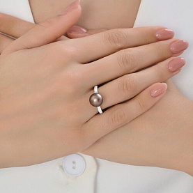 Кольцо Diamant - Серебро 925, Жемчуг синтетический, Фианит (арт. 94-110-00090-1)