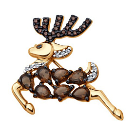 Брошь SOKOLOV - Серебро 925, Раухтопаз, Фианит (арт. 92040120)