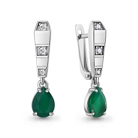 Серьги Аквамарин - Серебро 925, Агат, Фианит (арт. 45003409А.5)