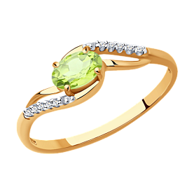 Кольцо SOKOLOV - Золото 375, Фианит, Хризолит (арт. 37714123)