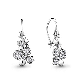 Серьги Аквамарин - Серебро 925, Фианит (арт. 48762А.5)