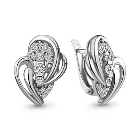 Серьги Аквамарин - Серебро 925, Фианит (арт. 49257А.5)