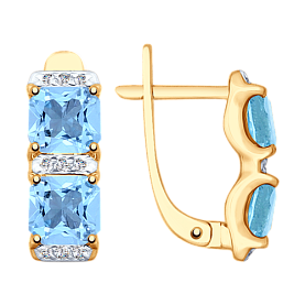 Серьги SOKOLOV - Золото 375, Топаз, Фианит (арт. 37725347)