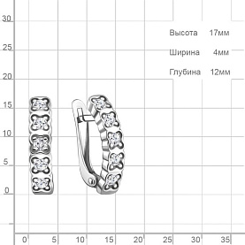 Серьги Аквамарин - Серебро 925, Фианит (арт. 400401А.5)