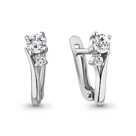 Серьги Аквамарин - Серебро 925, Фианит (арт. 49418А.5)