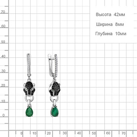Серьги Аквамарин - Серебро 925, Агат, Синтетический изумруд, Фианит (арт. 45027709АГЧ.5)