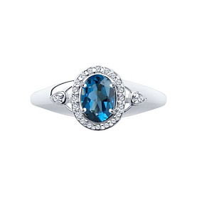 Кольцо SOKOLOV - Серебро 925, Топаз лондон, Фианит (арт. 92011545)