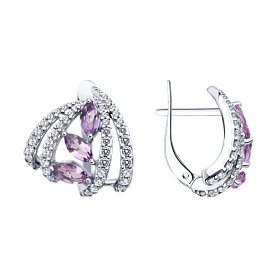 Серьги SOKOLOV - Серебро 925, Аметист, Фианит (арт. 92023054)