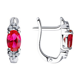 Серьги SOKOLOV - Серебро 925, Фианит, Синтетический рубин (арт. 84020015)