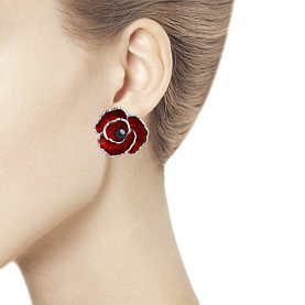 Серьги SOKOLOV - Серебро 925, Жемчуг имитация, Эмаль (арт. 94023778)