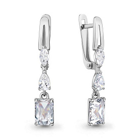 Серьги Аквамарин - Серебро 925, Фианит (арт. 400617.5)