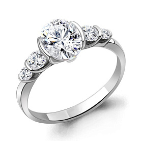 Кольцо Аквамарин - Серебро 925, Фианит (арт. 68348.5)