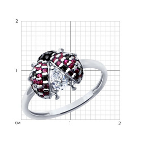 Кольцо SOKOLOV - Серебро 925, Синтетический рубин, Фианит (арт. 94014227)