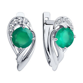 Серьги Diamant - Серебро 925, Агат, Фианит (арт. 94-320-00184-2)