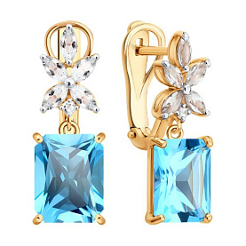 Серьги SOKOLOV - Золото 585, Горный хрусталь, Топаз (арт. 729325)