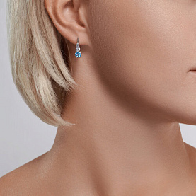 Серьги SOKOLOV - Серебро 925, Топаз, Фианит (арт. 92022820)