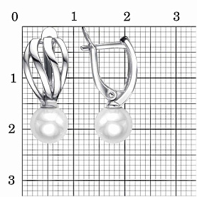 Серьги Красная пресня - Серебро 925, Жемчуг имитация (арт. 33614692Д)