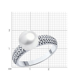 Кольцо Diamant - Серебро 925, Жемчуг синтетический, Фианит (арт. 94-110-00192-1)