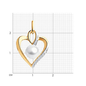 Подвеска SOKOLOV - Золото 585, Жемчуг культивированный, Фианит (арт. 793092)