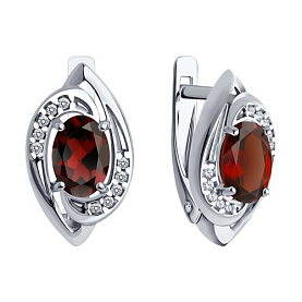 Серьги Diamant - Серебро 925, Гранат, Фианит (арт. 94-320-02685-3)