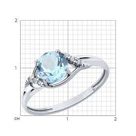 Кольцо Diamant - Серебро 925, Топаз, Фианит (арт. 94-310-00175-1)