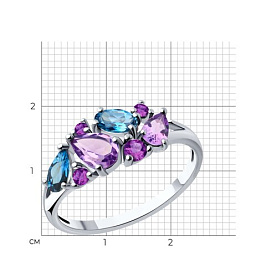 Кольцо SOKOLOV - Серебро 925, Аметист, Топаз лондон, Фианит (арт. 92014288)
