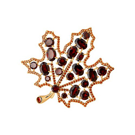 Брошь SOKOLOV - Серебро 925, Гранат, Фианит (арт. 92040100)
