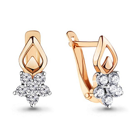 Серьги Аквамарин - Золото 375, Фианит (арт. 45375А.8)