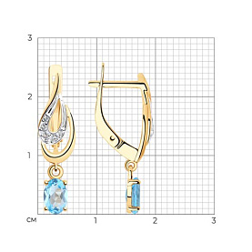 Серьги SOKOLOV - Золото 375, Топаз, Фианит (арт. 37727062)