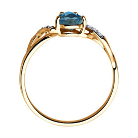 Кольцо SOKOLOV - Золото 585, Топаз лондон, Фианит (арт. 716749)