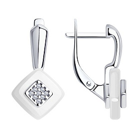 Серьги Diamant - Серебро 925, Керамика, Фианит (арт. 94-120-01270-2)