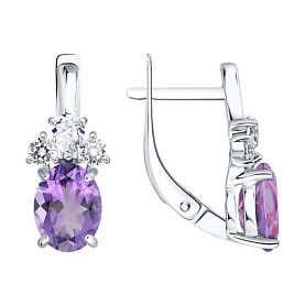 Серьги SOKOLOV - Серебро 925, Аметист, Фианит (арт. 92023198)