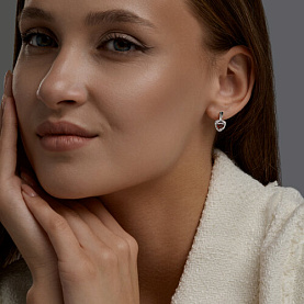 Серьги SOKOLOV - Серебро 925, Гранат, Фианит (арт. 92025339)