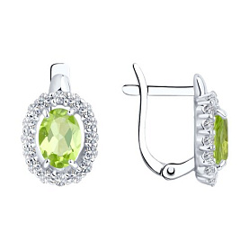 Серьги SOKOLOV - Серебро 925, Фианит, Хризолит (арт. 92021114)