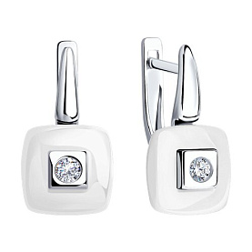 Серьги Diamant - Серебро 925, Керамика, Фианит (арт. 94-120-01278-2)