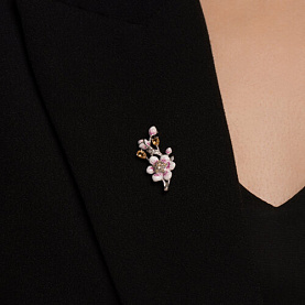 Брошь SOKOLOV - Серебро 925, Фианит, Цитрин, Эмаль (арт. 92040118)