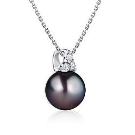 Подвеска Platinum Lab. - Платина 950, Жемчуг культивированный, Бриллиант (арт. ПП-212Ч-02)