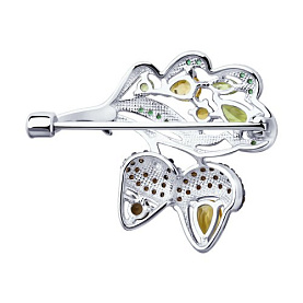 Брошь SOKOLOV - Серебро 925, Раухтопаз, Фианит, Хризолит, Цитрин (арт. 92040075)